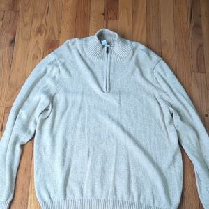 Croft & Barrow Cream Zip Up Sweater with Ribbed Cuffs